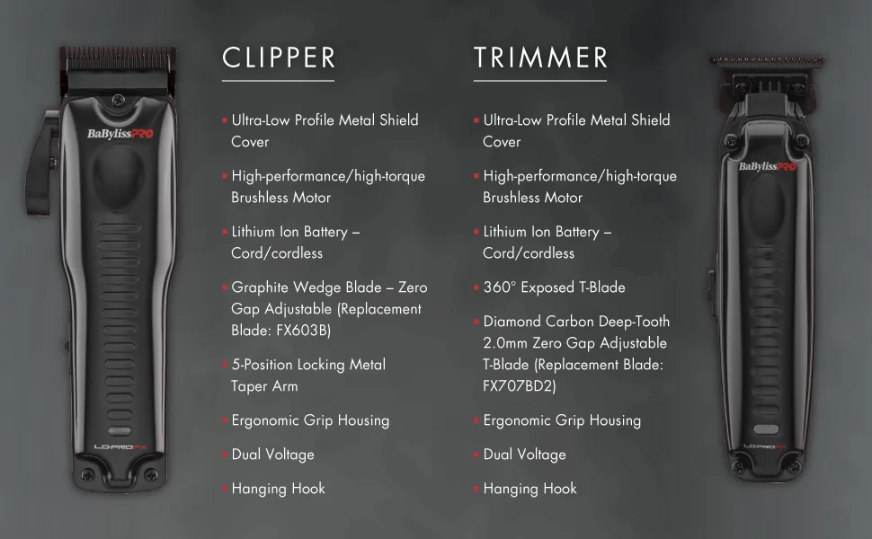 BabylissPRO Barberology Comb Set - LOPRO Clipper and trimmer
