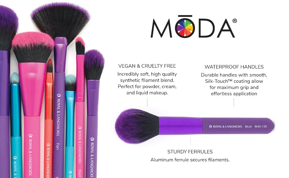 MODA Perfect Pairs Insta-Glow Makeup Kit Includes  Quick Contour and Highlight Brushes  Purple - MODA Makeup Brushes and Sets