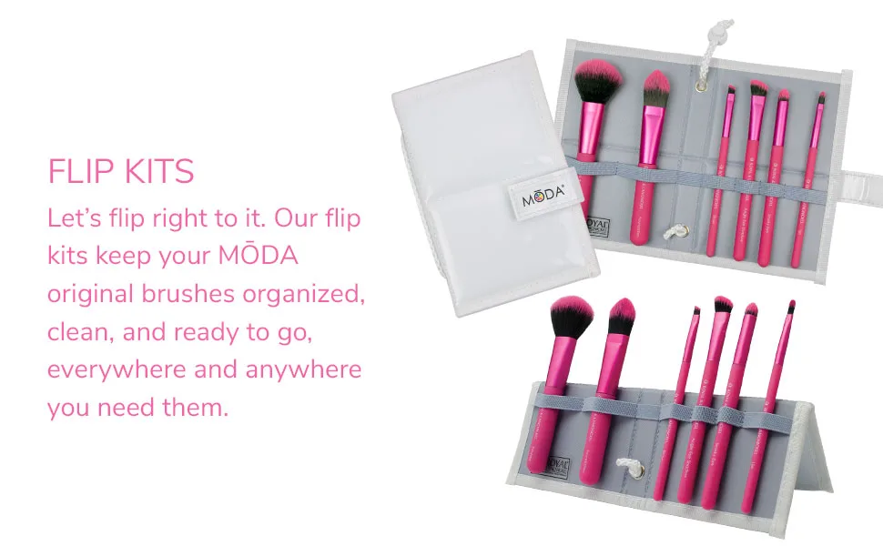 MODA Perfect Pairs Insta-Glow Makeup Kit Includes  Quick Contour and Highlight Brushes  Purple - MODA Makeup Brushes and Sets