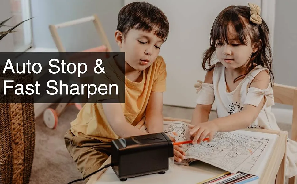 Zmol Electric Pencil Sharpeners Heavy Duty Classroom Pencil Sharpeners for Colored Pencil Auto Stop/ 3 Modes to Choose/Super Sharp&Fast/Safe to Kids Automatic Sharpener - banner