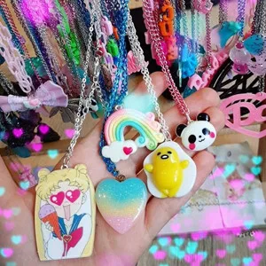 Slime Charms Cute Set - Charms for Slime Assorted Fruits Candy Sweets Flatback Resin Cabochons for Craft Making  Ornament Scrapbooking DIY Crafts (Candy) - necklace