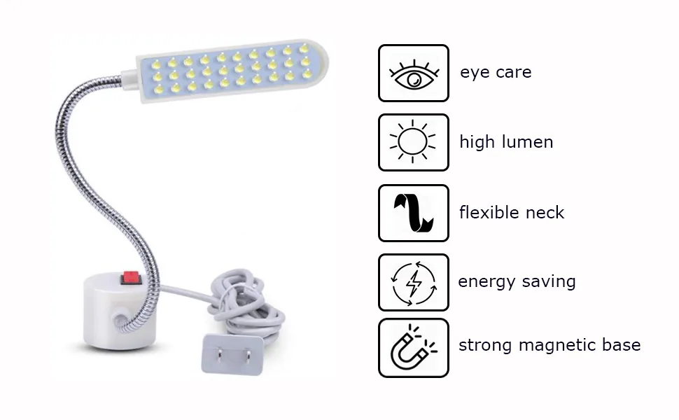 harmiey Sewing Machine Light (36LED) Gooseneck Work Light with Magnetic Mounting Base  White Soft Light for Lathes  Drill Presses  Workbenches - main