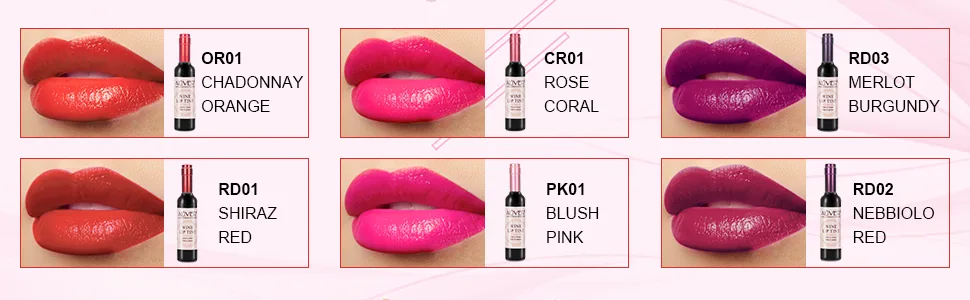 6 Colors Lip Gloss Set Wine Lipstick Matte Long Lasting Waterproof Lip Tint Set Lip Stain Wine Red-6SET - Lip Gloss Lip Stain
