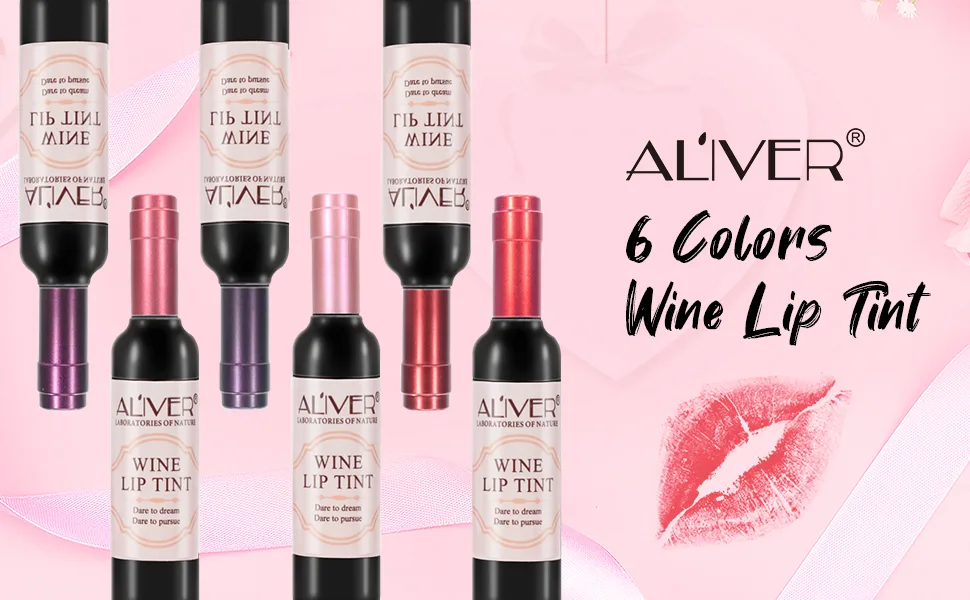 6 Colors Lip Gloss Set Wine Lipstick Matte Long Lasting Waterproof Lip Tint Set Lip Stain Wine Red-6SET - wine lip tint