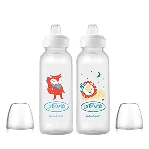 Dr. Brown s  Milestones  Narrow Sippy Bottle  100% Silicone Soft Sippy Spout  8oz/250mL  Fox & Lion  6m+ Fox + Lion - product information 1