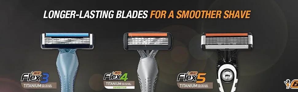 BIC Flex 5 Titanium 5-Blade Disposable Razor for Men  Sensitive Skin Razor For Smooth  Comfortable and Close Shave  10 Piece Razor Set - BIC Flex Men