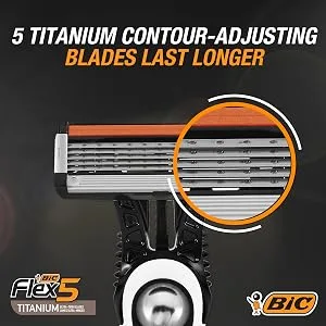 BIC Flex 5 Titanium 5-Blade Disposable Razor for Men  Sensitive Skin Razor For Smooth  Comfortable and Close Shave  10 Piece Razor Set - Flex 5 Claim 1