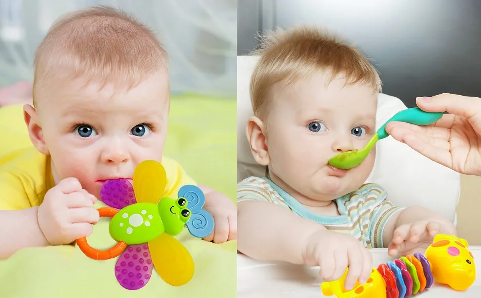 9pcs Baby First Rattle Teether Toy Gift Set with Storage Box for Infant Newborn Baby Boy 0 3 6 9 12 18Month Blue - infant toys 0 - 3 months