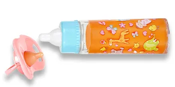 Exquisite Buggy My Sweet Baby Disappearing Magic Bottles - Includes 1 Milk  1 Juice Bottle with Pacifier for Baby Doll (Colorful) - baby doll bottles