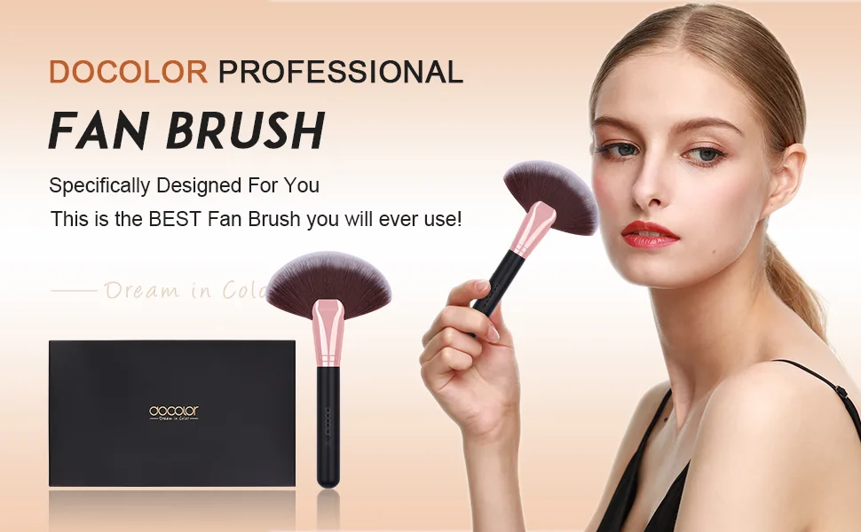 Docolor Fan Brush Face Makeup Brush Professional Highlighting Make Up Brushes Blush Bronzer Cheekbones Brush Soft Cosmetic Tool - fan brush