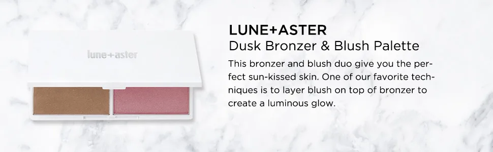 Lune+Aster Dusk Bronzer & Blush Palette - Bronzer and blush duo creates a sun-kissed glow - This bronzer and blush duo give you the perfect sun-kissed skin. One of our favorite techniques