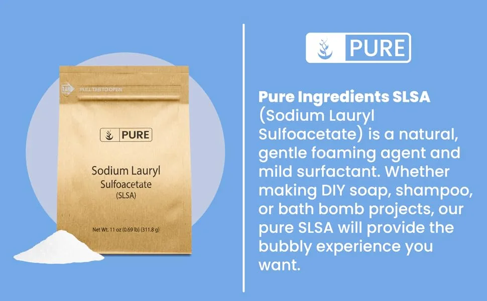 Pure Original Ingredients Sodium Lauryl Sulfoacetate (SLSA) (11 oz) Long Lasting Foam & Bubbles  Gentle on Skin. - product information 1