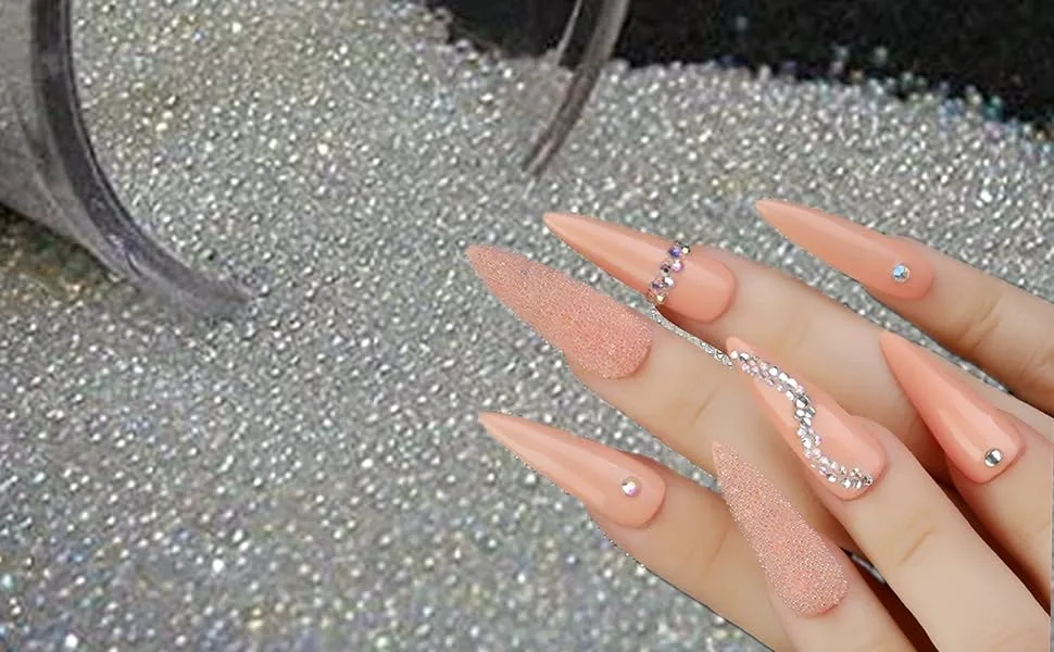 BeeSpring Nail Caviar 20g/jar 0.6-0.8mm Crystal Pixie Glass Caviar Beads AB Glitter Micro Beads Nail Rhinestones for Nails Design - B07GLG2RFJ-5