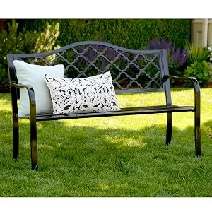 Rust-Oleum 338944 Stops Rust Advanced Spray Paint  Semi-Gloss Black 12 Ounce Semi-Gloss Black 12 Ounce Semi-Gloss - painted black chair bench furniture front lawn area outside