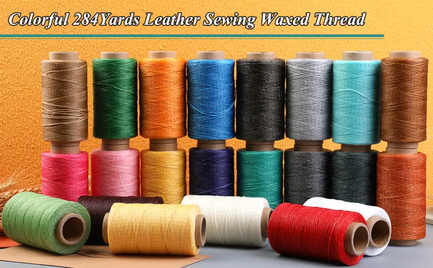 284Yards Leather Sewing Waxed Thread-Practical Long Stitching Thread for Leather Craft DIY/Bookbinding/Shoe Repairing/Leather Projects Black - Leather Sewing Waxed Thread