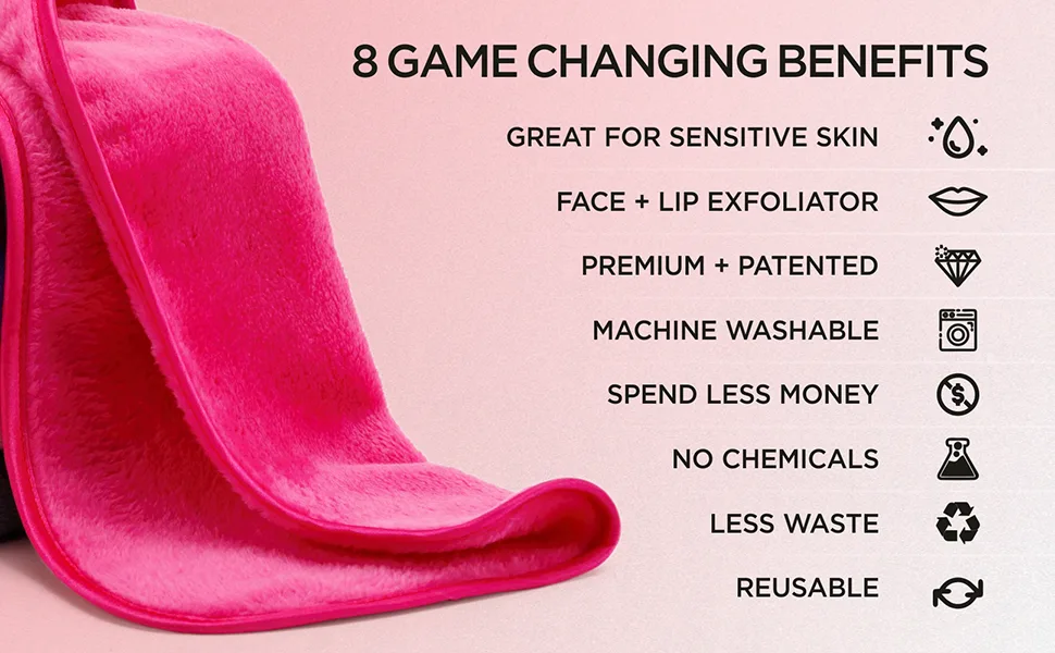 Makeup Remover Face Cleansing Cloth - Chemical-free Microfiber Reusable Facial Clean Towel  Remove Makeup Instantly with Only Water (1 Burgundy) - product information 3