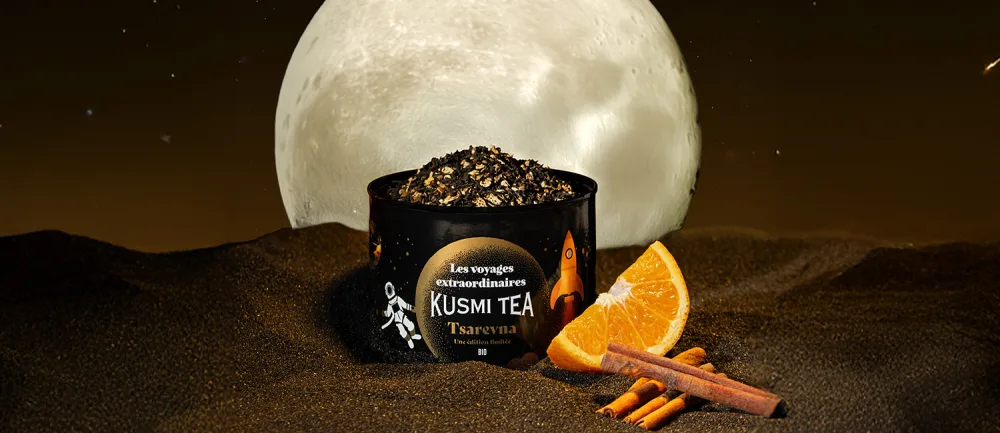 Kusmi Tea - Th Vert No l Dessert - Ar mes de Vanille Pomme & Amande - Th Vert Gourmand et l ger- Edition limit e 2025 - Bo te Th M tal 90g - product information 2
