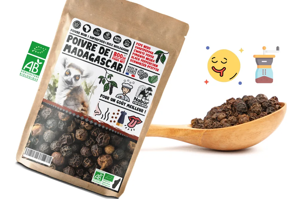 500gr Poivre Noir BIO de Madagascar Haute Qualit Prima+ Poivre en grain Note Florale Bois Fruit de Nab r - product information 6