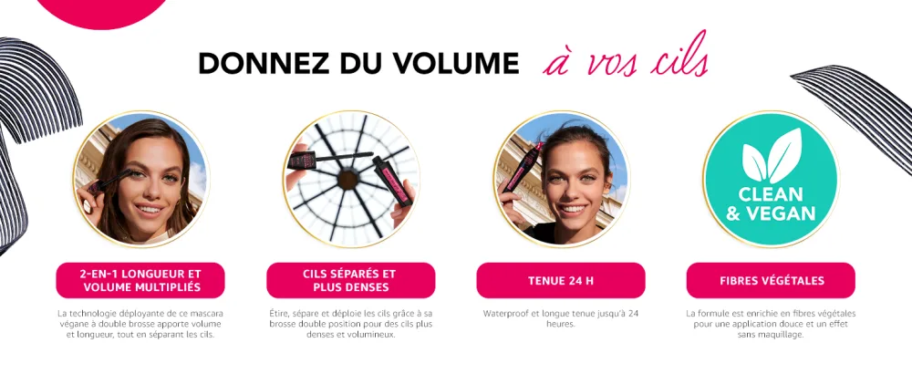 BOURJOIS MASCARA TWIST UP THE VOLUME Volume et Longueur Brosse plastique double position Noir/blanc 5 ml (Lot de 1) - product information 2