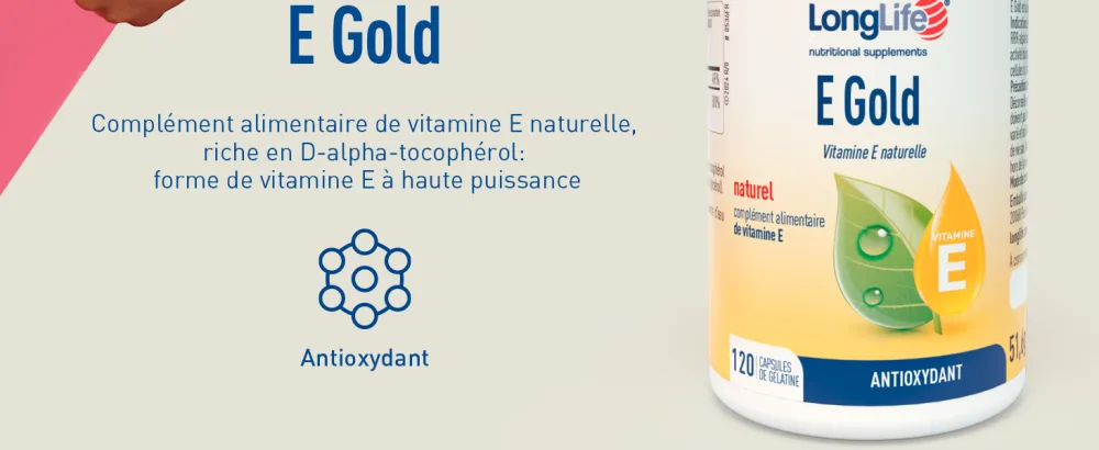 LongLife E Gold 90 UI | Vitamine E sous forme de d-alpha-tocoph rol | Forme la plus puissante de vitamine E| Action antioxydante | 3 mois de traitement | Sans gluten - product information 3