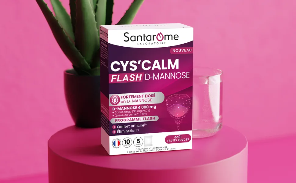 Santarome - Cys'calm D-Mannose Flash - Compl ment alimentaire confort urinaire - Canneberge queue de Cerise - 10 sachets - Made In France - product information 1