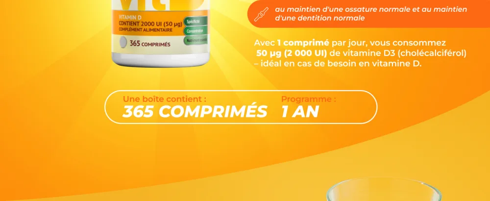 Berocca Expert Vitamine D3 2000 UI (50 g) 365 Comprim s Haute Dose de Vitamine D3 Compl ment pour Syst me Immunitaire Os Muscles et Dents Formule V g tarienne Programme de 1 An - product information 4