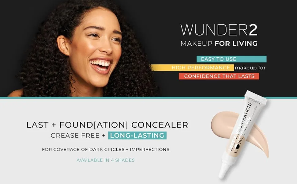 WUNDERBROW Last & Foundation Concealer Makeup  Deep Color  Cruelty-Free - wunder2 wunderbrow concealer makeup make up eye cream bb cream light medium dark tan brushes