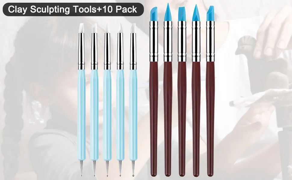 10Pcs Silicone Clay Sculpting Tool  Modeling Dotting Tool& Pottery Craft use for DIY Handicraft Silicone Tool Silicone Sculpting Tools - product information 1