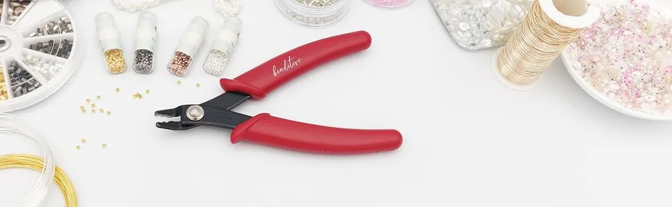 Beaditive Bead Crimping Plier for 2mm & 3mm Beads and Tubes | 5-Inch (Red) - Bead Crimper Red