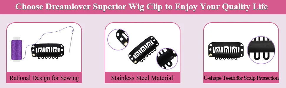 Dreamlover Wig Clips to Secure Wig  Clips for Hair Extensions  6 Teeth  30 Pieces - 6 Teeth Wig Clips