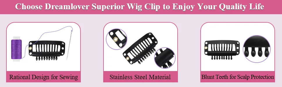 Dreamlover Hair Extension Clips  Wig Clips to Secure Wig  9 Teeth  30 Pieces - 9 Teeth Wig Clip