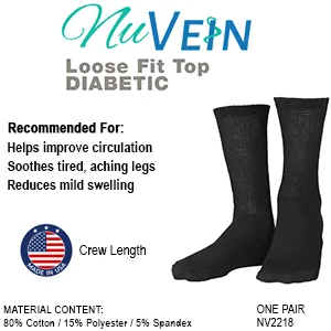 NuVein Diabetic Socks Sensitive Foot Comfort Loose Knit  White  X-Large X-Large White - NuVein diabetic compression sock features and description