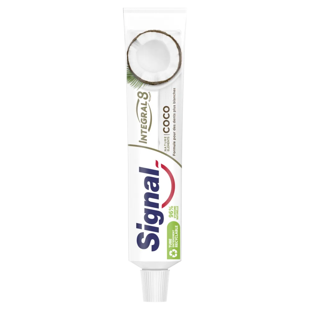 Signal Integral 8 Dentifrice Antibact rien Nature Elements Coco Blancheur Formule Antibact rienne Cliniquement Prouv e 75ml (Lot de 2) - product information 1