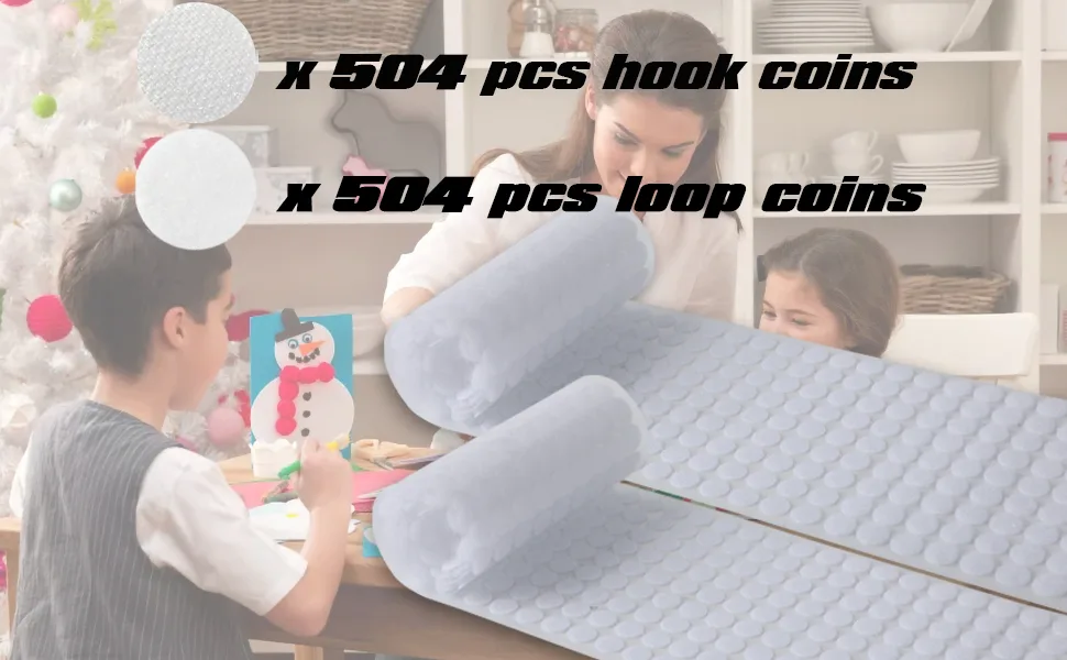 1008pcs Self Adhesive Dots  2/5 10mm Diameter Sticky Dots Back Coins Hook and Loop Tapes White Classroom Office Home 10mm 1008 - Self Adhesive Dots Tapes