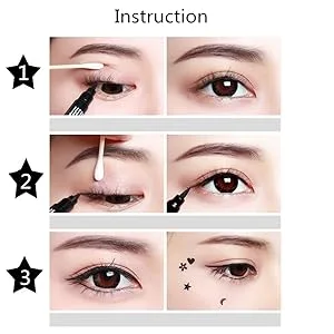 Pinkiou Eyeliner Pen with Eye Makeup Stamp Waterproof Double Sided Long Lasting Seal Eyeliner (6 in 1) - Double-headed Eyeliner Pen Stamp Black Waterproof Tearproof Long Lasting Painting Makeup Tool