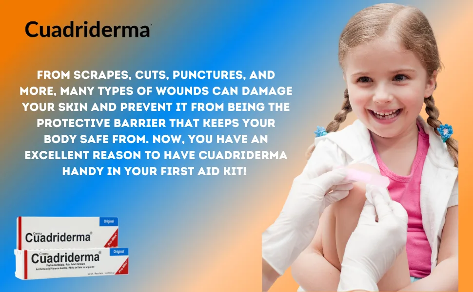 Cuadriderma Original  First Aid Antibiotic  Minor Cuts and Burns Protection Ointment  1 Oz  Tube. - scrapes, cuts, punctures, wounds, antibiotic, ointment