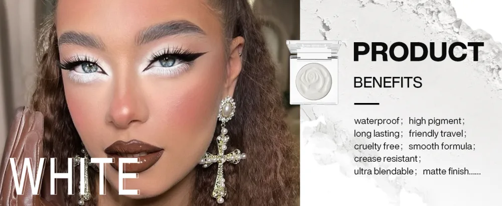 DE'LANCI Palette de fards paupi res Single Pearl Maquillage mat imperm able pigment Ghost Bride v g tal #02 Blanc - product information 7