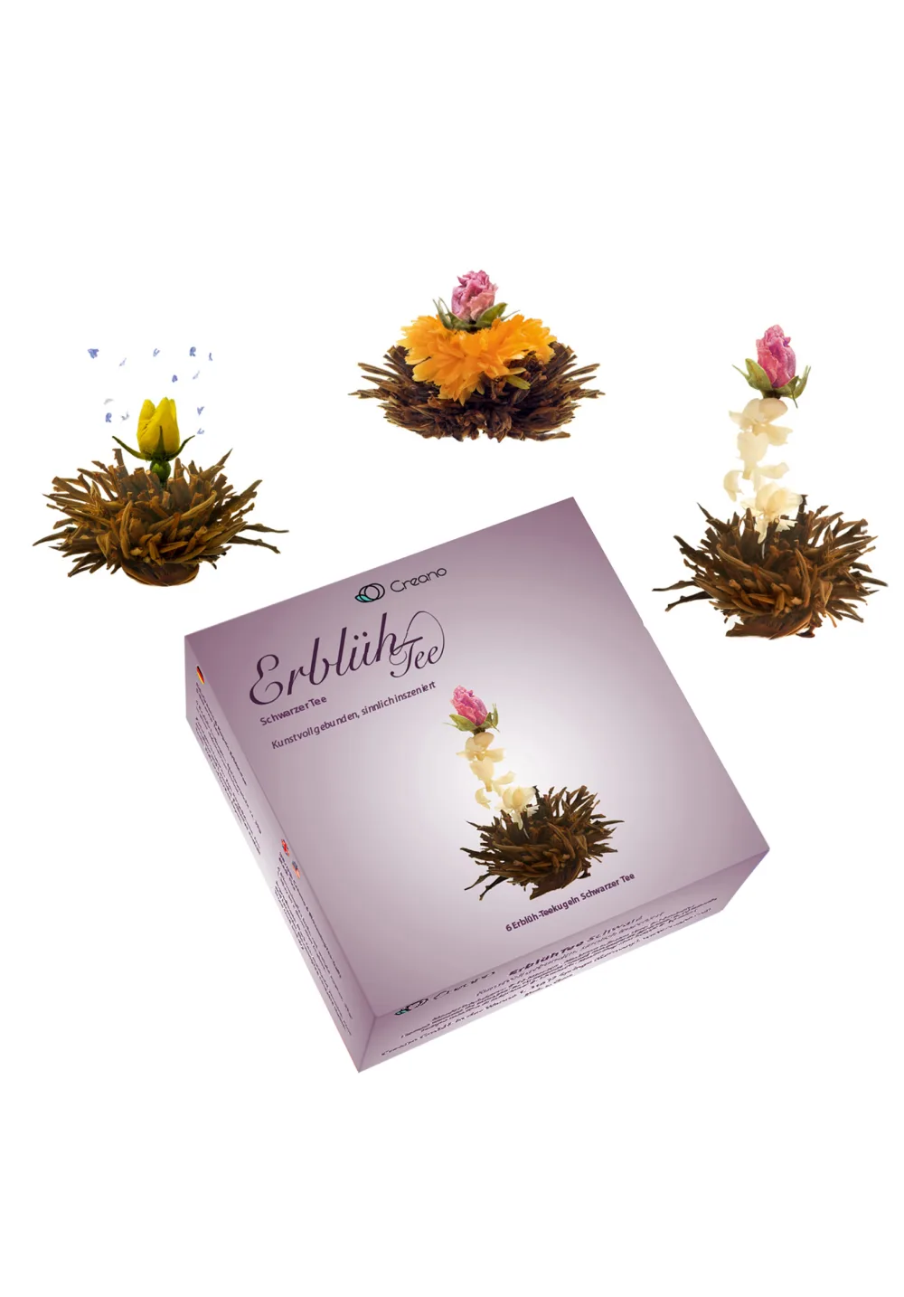 Creano Fleurs de Th Noirs 6 pcs Coffret D couverte pour s'initier Th Noir de Qualit Sup rieure avec diff rentes fleurs Cadeau pour amateurs - product information 2