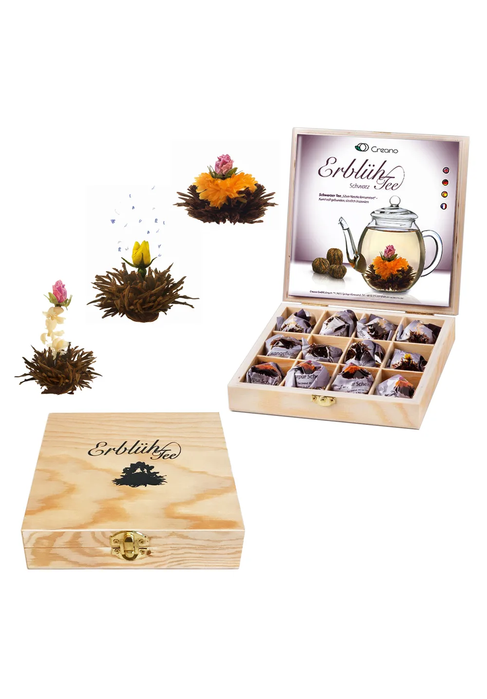 Creano Fleurs de Th Noirs 6 pcs Coffret D couverte pour s'initier Th Noir de Qualit Sup rieure avec diff rentes fleurs Cadeau pour amateurs - product information 3