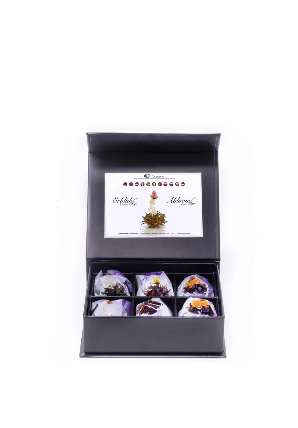 Creano Fleurs de Th Noirs 6 pcs Coffret D couverte pour s'initier Th Noir de Qualit Sup rieure avec diff rentes fleurs Cadeau pour amateurs - product information 4