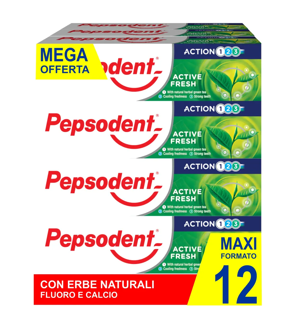 Pepsodent Dentifrice Active Fresh avec fluor et calcium pour la protection des caries 24 heures 75 ml (pack de 12 x 75 ml) 75 ml (Lot de 12) - product information 4