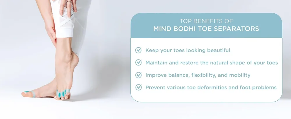Mind Bodhi Toe Separators & Stretchers - Large Size shoe sizes 10+ – Blue - toe spacers for women, toe separators for women, bunion corrector