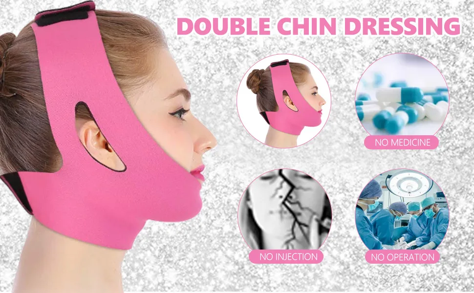 Face Slimming Cheek  V Face Line Belt Breathable Chin Lift Up Anti Wrinkle Sleep Strap(Red) - Face Slimming Cheek
