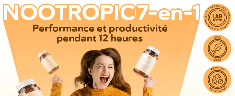 Nootropic Formule Avanc e pour le Soutien Cognitif avec Bacopa Ginkgo Tyrosine Th anine Caf ine B6 & B12 - product information 1