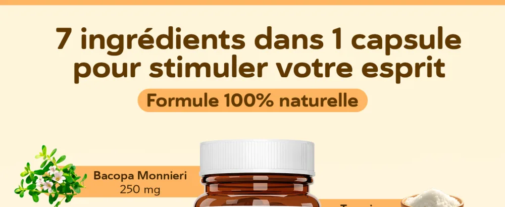 Nootropic Formule Avanc e pour le Soutien Cognitif avec Bacopa Ginkgo Tyrosine Th anine Caf ine B6 & B12 - product information 8