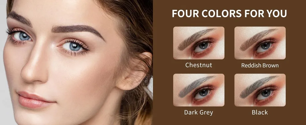 Music Flower Eyebrow Pencil  Liquid Eyebrow Pen  Waterproof Brow Pen with Micro-Fork Tip  Smudgeproof Long Lasting Fine Sketch Microblading Pen  Chestnut - Microblading Pen
