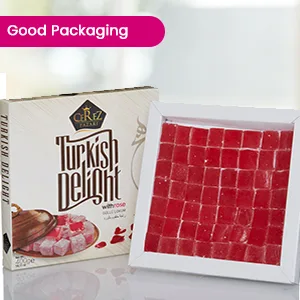 Cerez Pazari Turkish Delight Vegan Soft Candy Dessert Glucose Free -Loukoumi- with Rose Flavor - 454g - product information 3