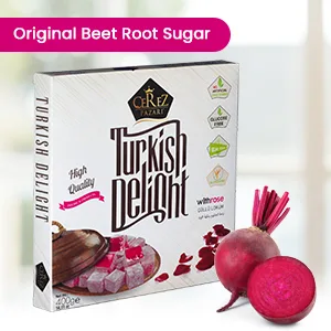 Cerez Pazari Turkish Delight Vegan Soft Candy Dessert Glucose Free -Loukoumi- with Rose Flavor - 454g - product information 4