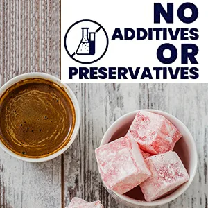 Cerez Pazari Turkish Delight Vegan Soft Candy Dessert Glucose Free -Loukoumi- with Rose Flavor - 454g - product information 9