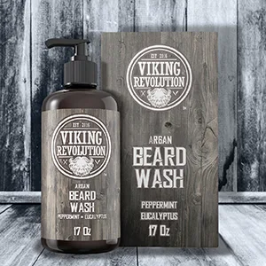 Beard Wash Shampoo w/Argan & Jojoba Oils - Softens & Strengthens - Natural Peppermint and Eucalyptus Scent - Beard Shampoo w/Beard Oil (17 oz Shampoo) - 17 oz